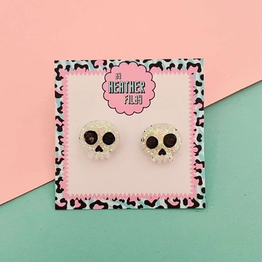 Skeleton Skull Glitter Halloween Studs
