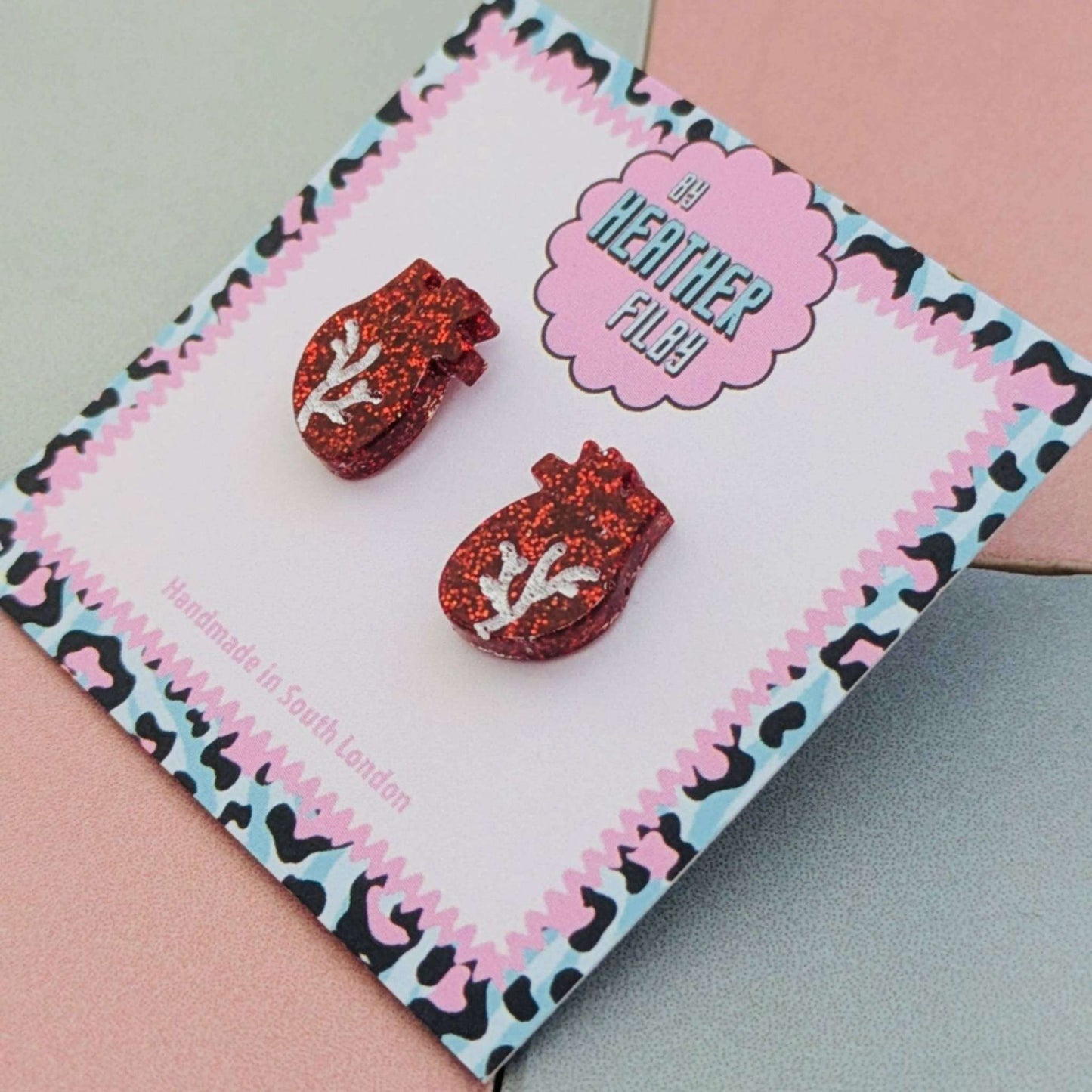 Red Anatomic Heart Earrings